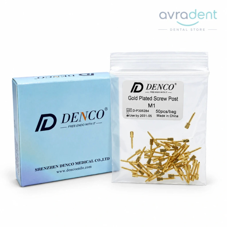 خرید و قیمت اسکرو پست دنکو روکش طلا بسته 50 عددی Denco Gold Plated Screw Post - تجهیزات دندانپزشکی اورادنت