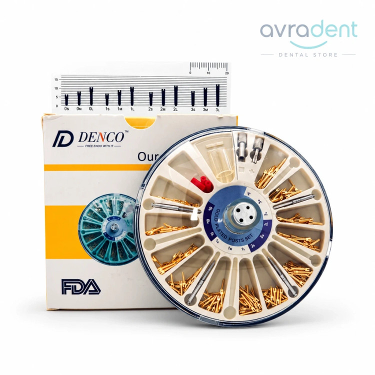 خرید و قیمت کیت اسکرو پست روکش طلا دنکو DENCO Gold Plated Posts Assorted Kit - پین ریشه دندانپزشکی اورادنت